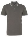Heren Polo Asquith & Fox Classic Fit Tipped Charcoal-Wit
